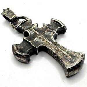 Gaboratory Dark Oxidized Heavy Solid 925 St Silver Cross Early Piece Huge BWL